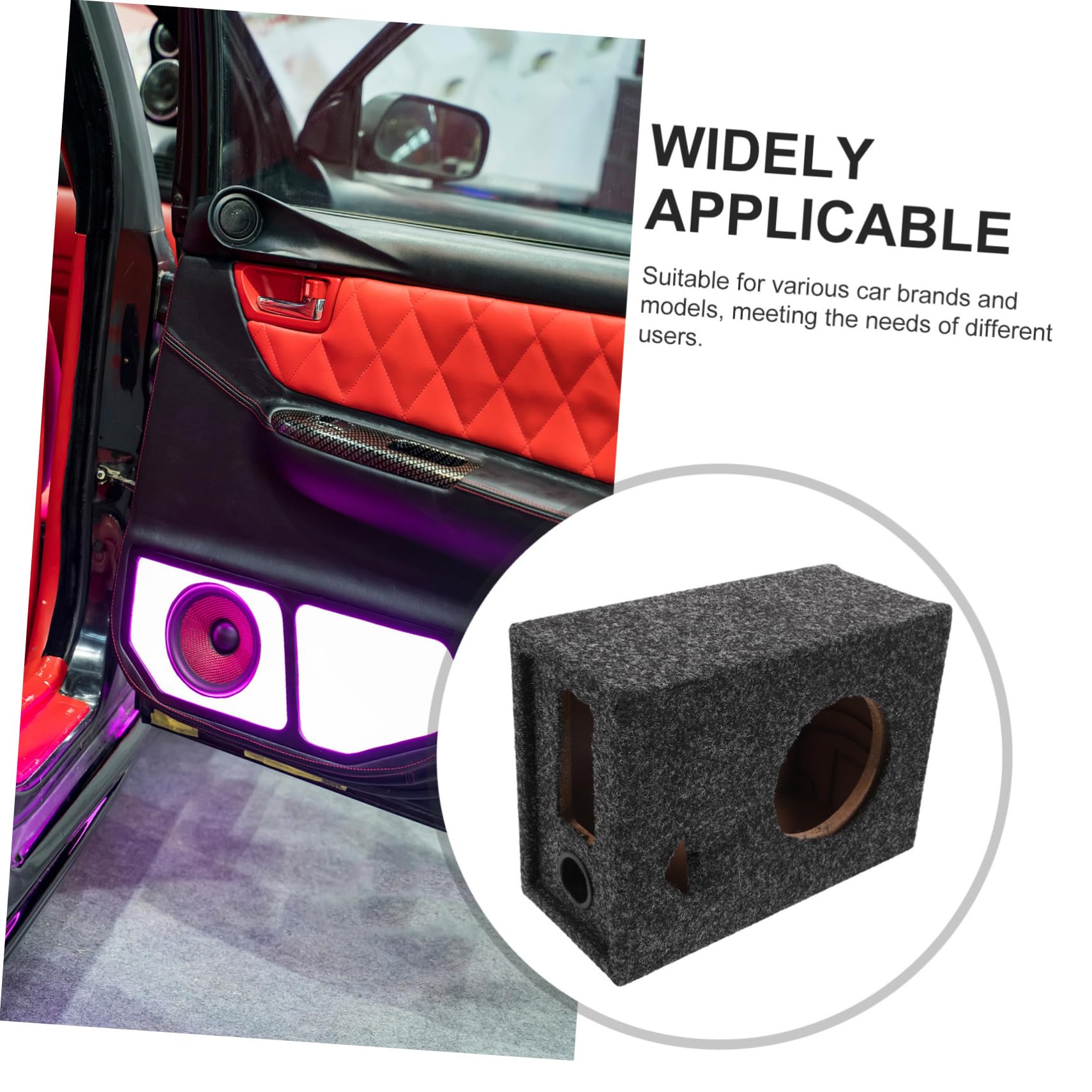 Caja de Subwoofer Alfombrada Ultradelgada 5 Pulgadas para Automóvil, Caja de Altavoces de Audio Vehicular Puertos para Tweeter y Amplificador, Compatible para Instalación DIY