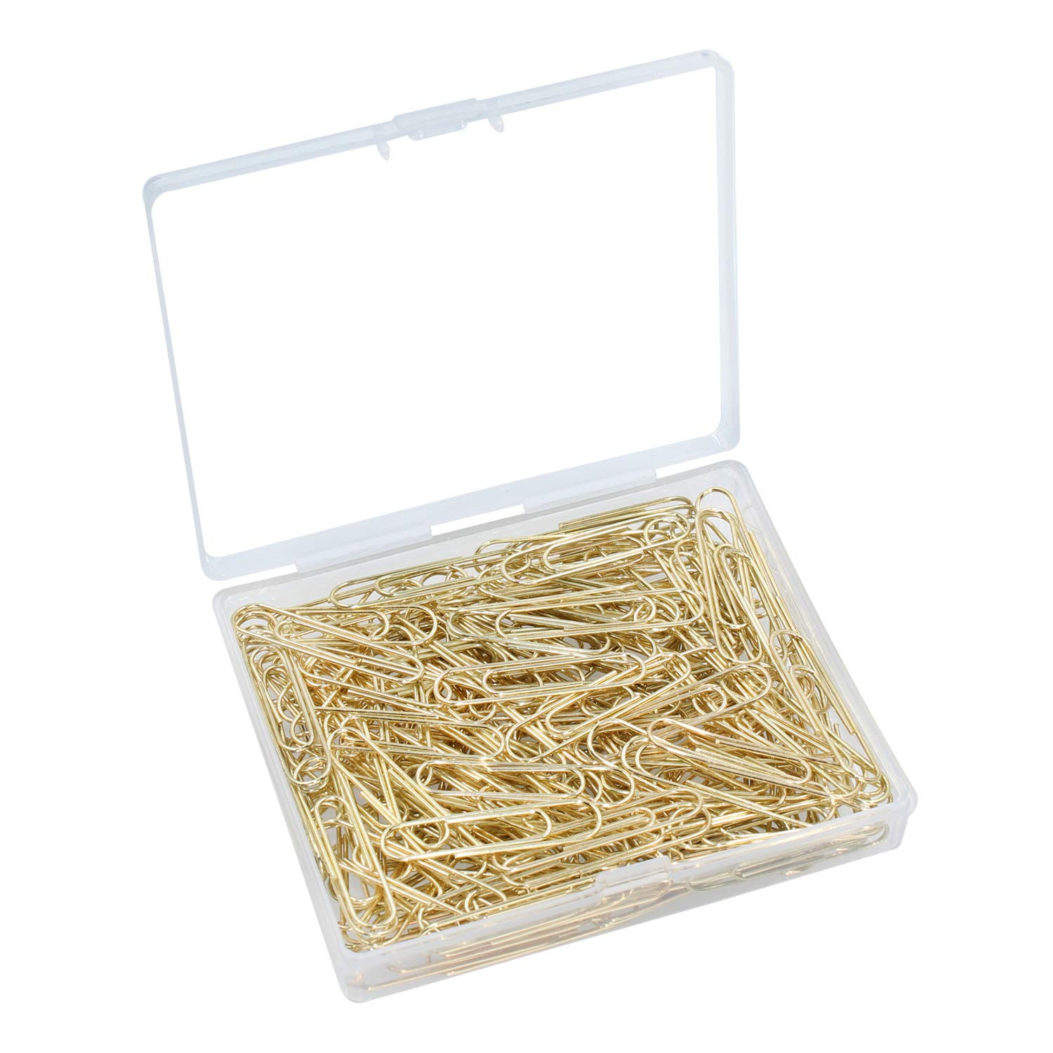 100pcs Paper Clips with Plastic Box of Paper Clamps for Office Stationery 33mm Gold Metal