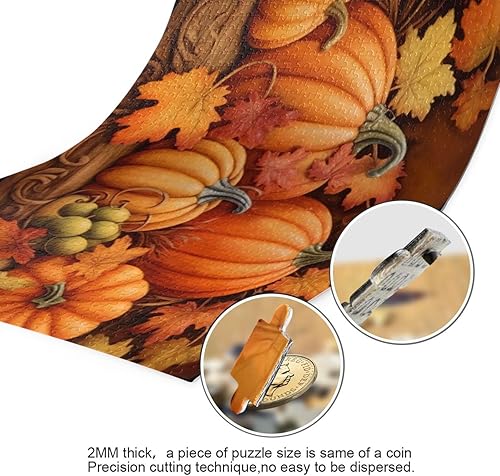 Miniatura 3 de Pumpkin Fall Jigsaw Puzzles 500 Pieces for Adults,Learning Educational Puzzles,Difficult and Challenge Families Toys with Mesh Storage Bag 2011860