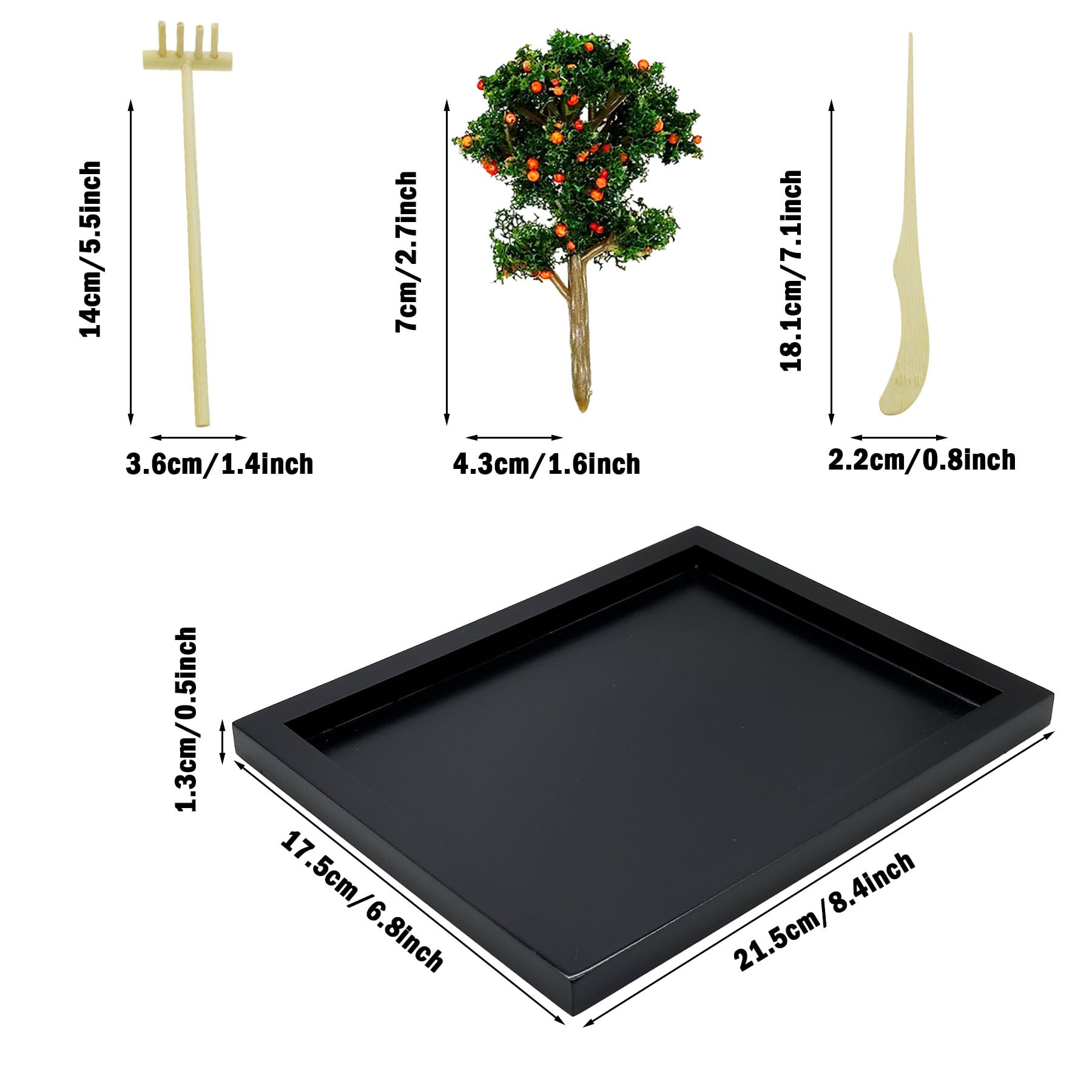 Woohome 20 szt. Mini Zen Sand Garden Kit, Mini Garden Kit z tacą, Zen Style Garden Ornament for Home Office Home Decoration