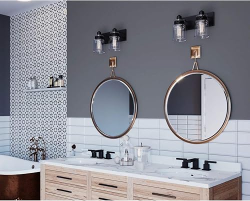 Miniatura 3 de Calhoun Collection - Lámpara de tocador de baño de cristal transparente con 2 luces, bronce antiguo