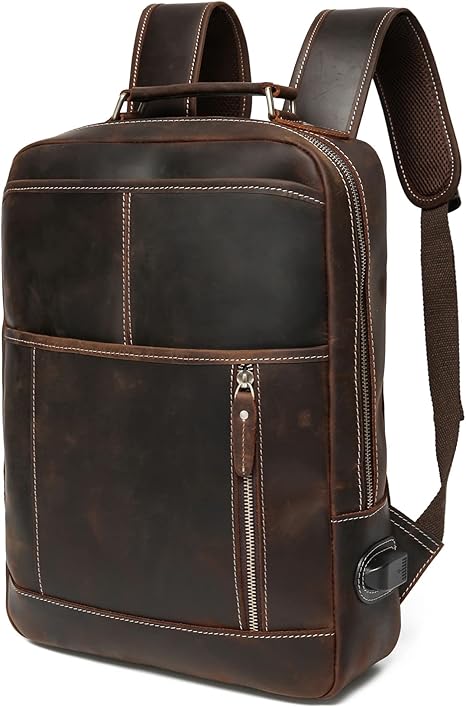 Amazon Co Jp Morsut リュック メンズ 本革 リュックサック 男性 バックパック 革 ビジネスリュック 大容量 対応 15インチpc 通勤 通学 1 2泊 出張 旅行 通気性 Usb充電ポート付き ファッション