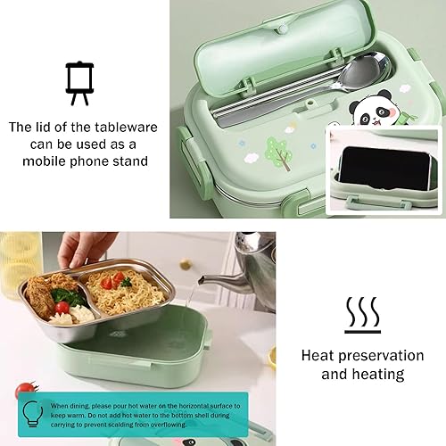 Miniatura 6 de Lonchera Bento de acero inoxidable para adultos, contenedor de almuerzo de metal a prueba de fugas, contenedor de almuerzo portátil con bolsa de