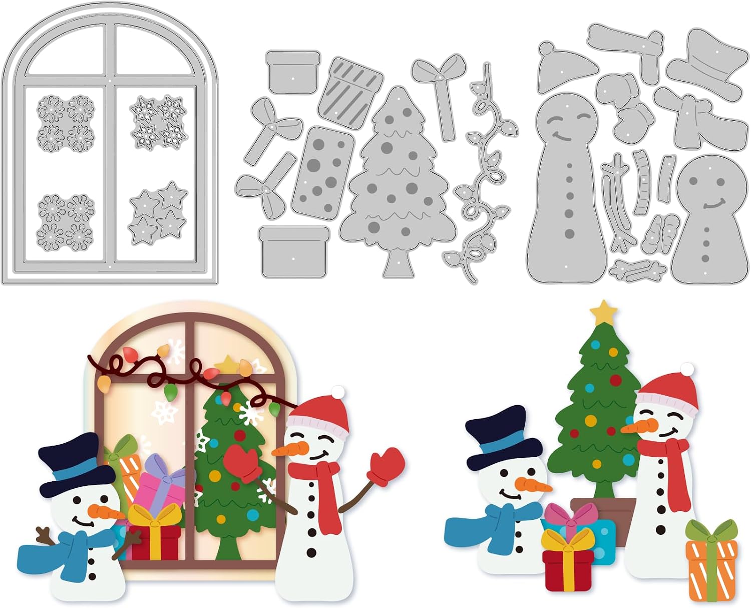 BENECREAT 3pcs Window Dies Cuts Christmas Tree Metal