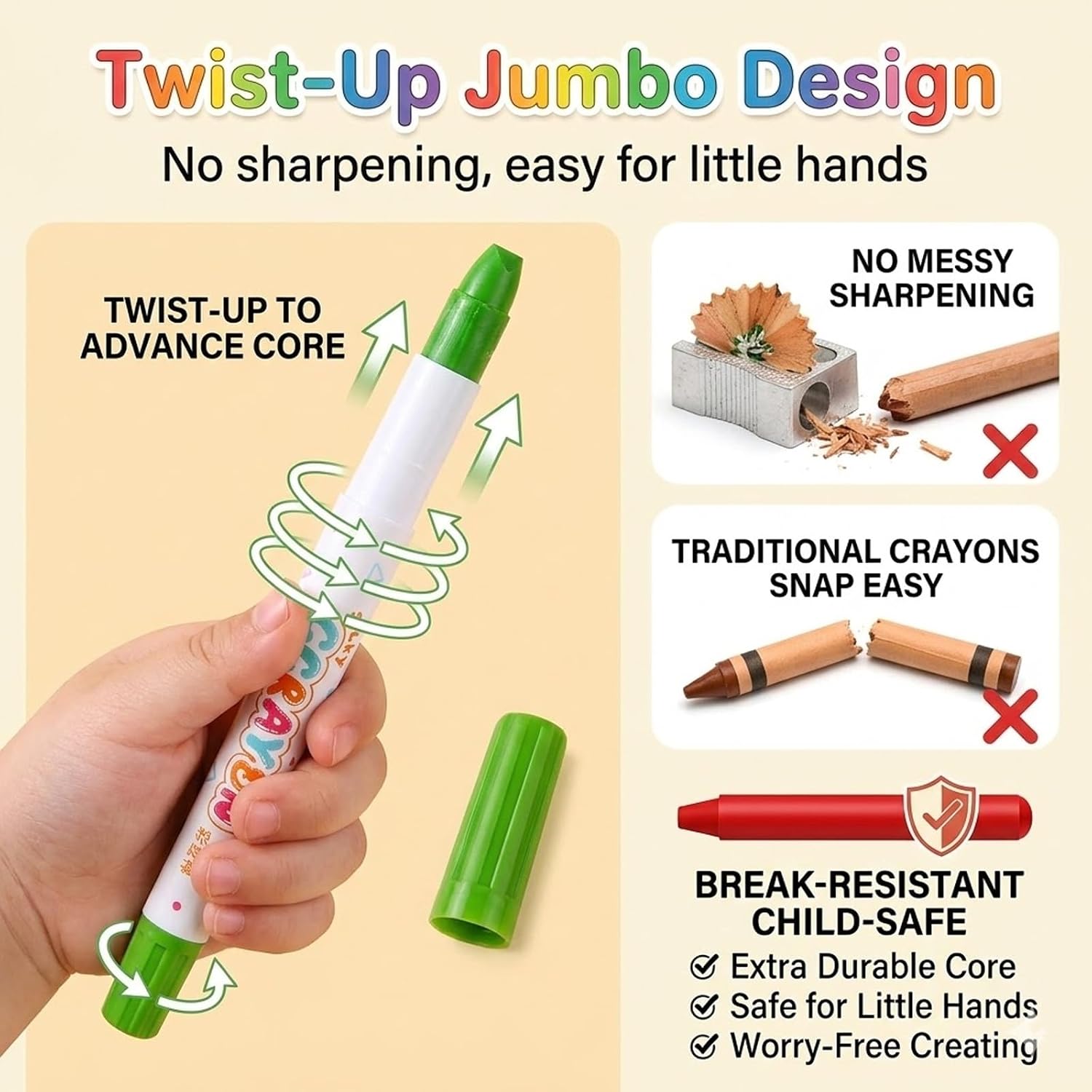 Twist Crayons: The Ultimate Mess-Free Art Set, Washable Silky Toddler Coloring Markers for Children Ages 1-3, 12/18/24/36/48 Colors Jumbo Water Gel Oil Pencils and Student School Craft Drawing