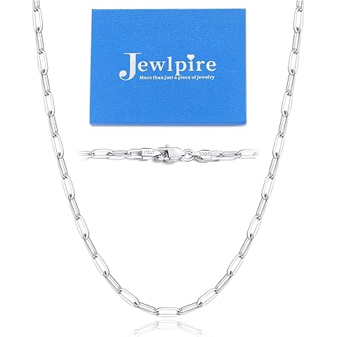 Jewlpire 14K Gold Plated 925 Sterling Silver Paperclip Chain Necklace for Women, 2.5mm 3mm Necklace for Women, Comfortable Women's Chain Necklaces 16 18 20 22 24 26 Inch