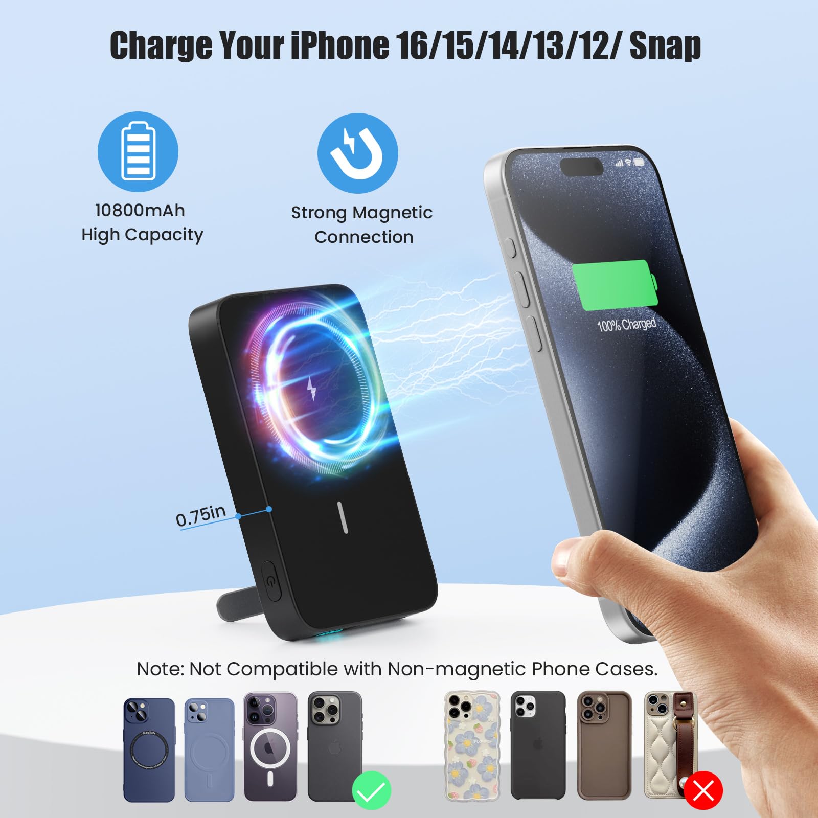 Amazon.com: Magnetic Portable Charger 10800mAh Wireless Power Bank