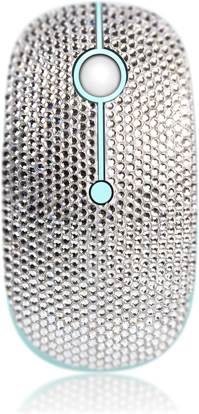 WONGS Bling Dazzling 2.4G Wireless Mouse Covered with Austrian Crystal Diamond Rhinestone for Laptop, Notebook, PC, Computer, MacBook, Great Gift idea for Her - White