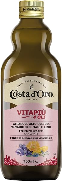 Costa d'Oro – Vitapiù 4 oli, 750 ml. Olio ricco di Omega 3 e 6 e vitamina E. Bottiglia da 75 cl. - 3