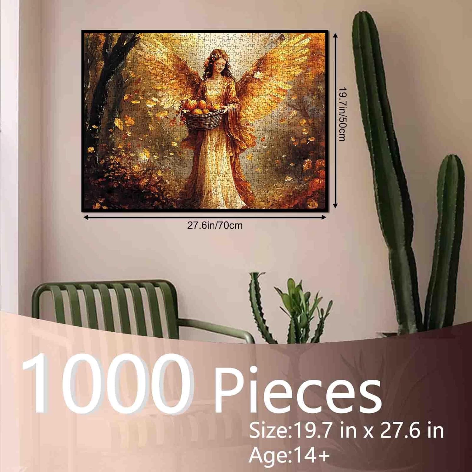 Tucocoo Fall Angel 1000 Piece Jigsaw Puzzle, Autumn Forest Leaves Golden Women Art, Puzzles for Adults, Family Activity Games, DIY Craft, Home Wall Decor Gifts