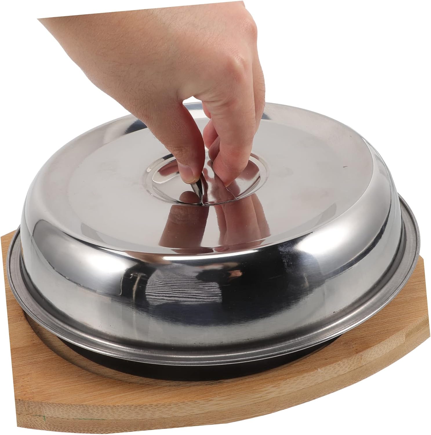 1 Set Wear Resistant Grilling Pan with Cover Non Stick Fry Pan for Barbecue Cooking Grill Serving Tray for Indoor Outdoor Use