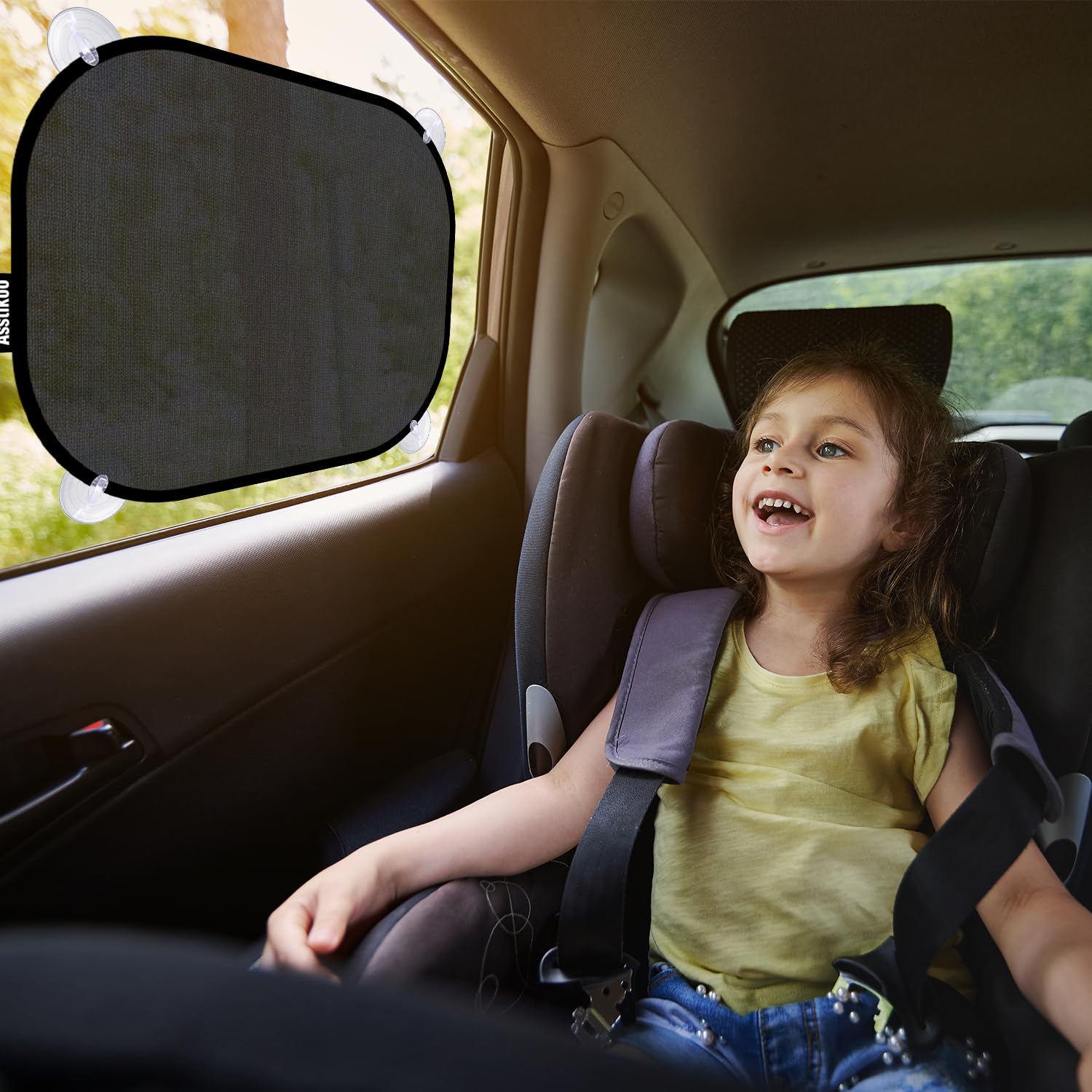 Asstikoo Tendine Parasole Auto Bambini Protezione UV UPF50+,45 x 35,5cm Parasole Auto Bambini GSM110+ Nylon, Tendina Parasole Auto per Finestrini Laterali Protezione Solare Raggi UV -2 Pz