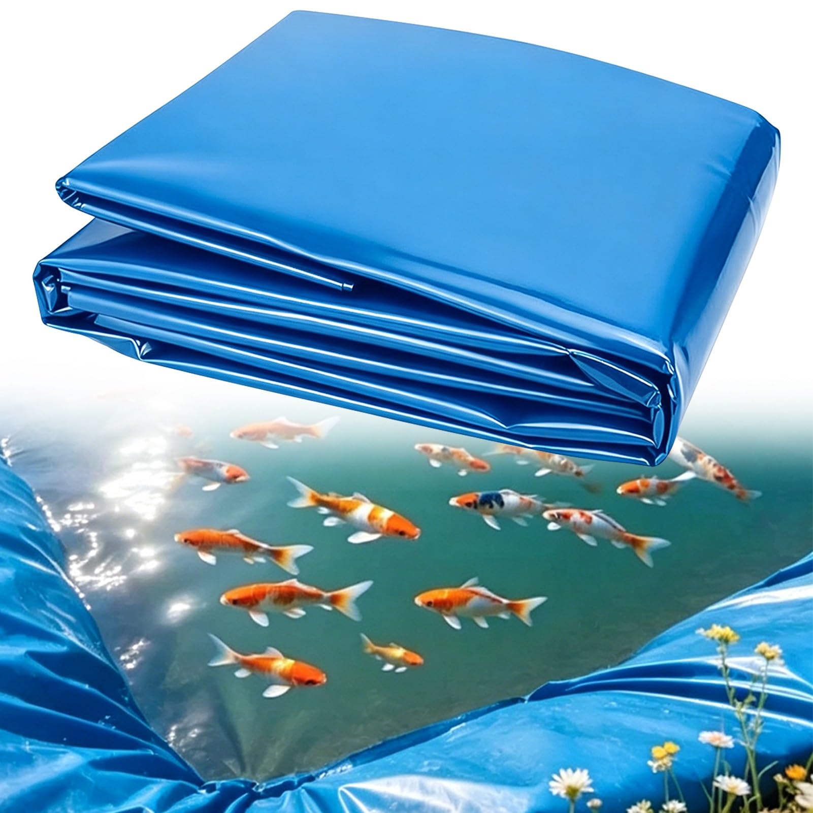 Hamankim Large Blue Pond Liner 1x8m 2x3m 3x4m 4x5m 5x7m 6x10m 8x12m 10x15m Resistant HDPE Underlay Sealing Film for Fish Pond Water Storage and Outdoor Pools(7x10m(23x32.8ft))
