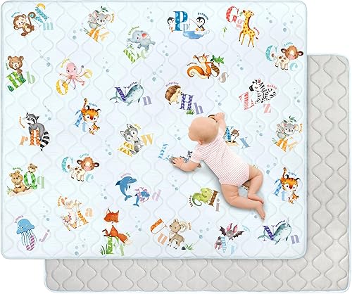 Tapis de Jeux Bebe Pliable 150×180cm, Épaissi 2cm Tapis d'eveil Bebe, Lavable en