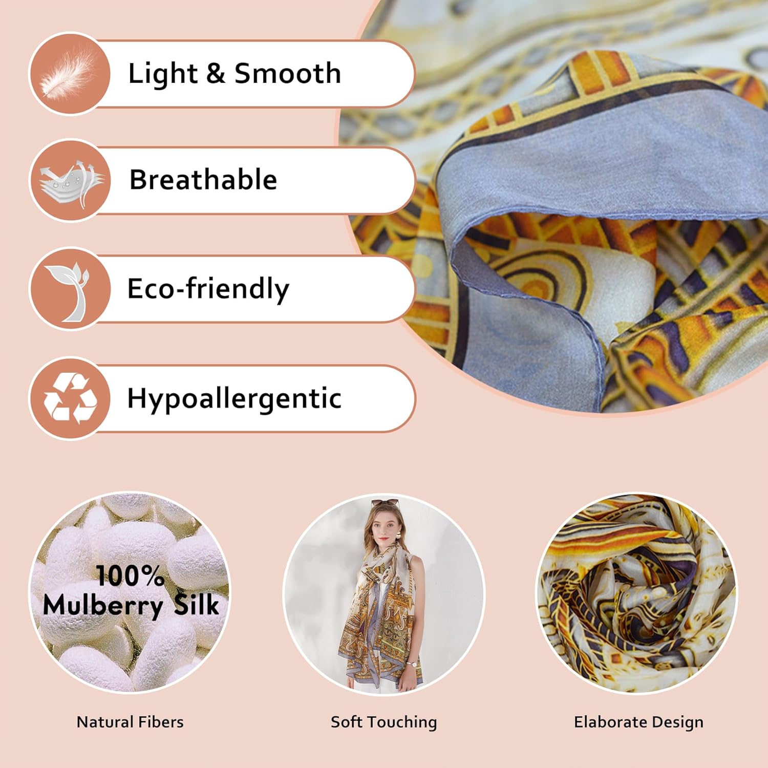 DANA XU Women's 100% Mulberry Silk Pashmina Shawl and Wraps Extra Large Floral Scarf for Evening Dresses, Soft Oversized - Image 5