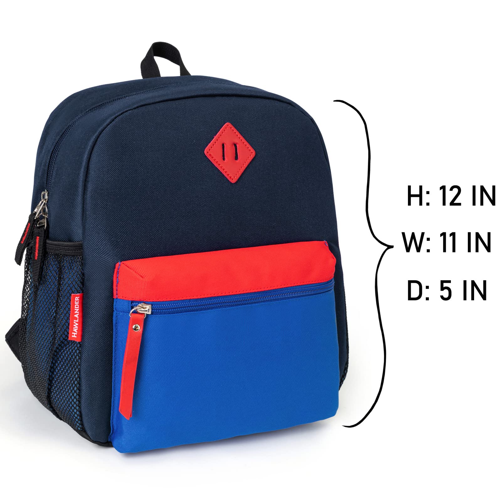 HawLander Preschool Kids Backpack, 12 inch Toddler Backpacks for Boys with Chest Strap, Navy