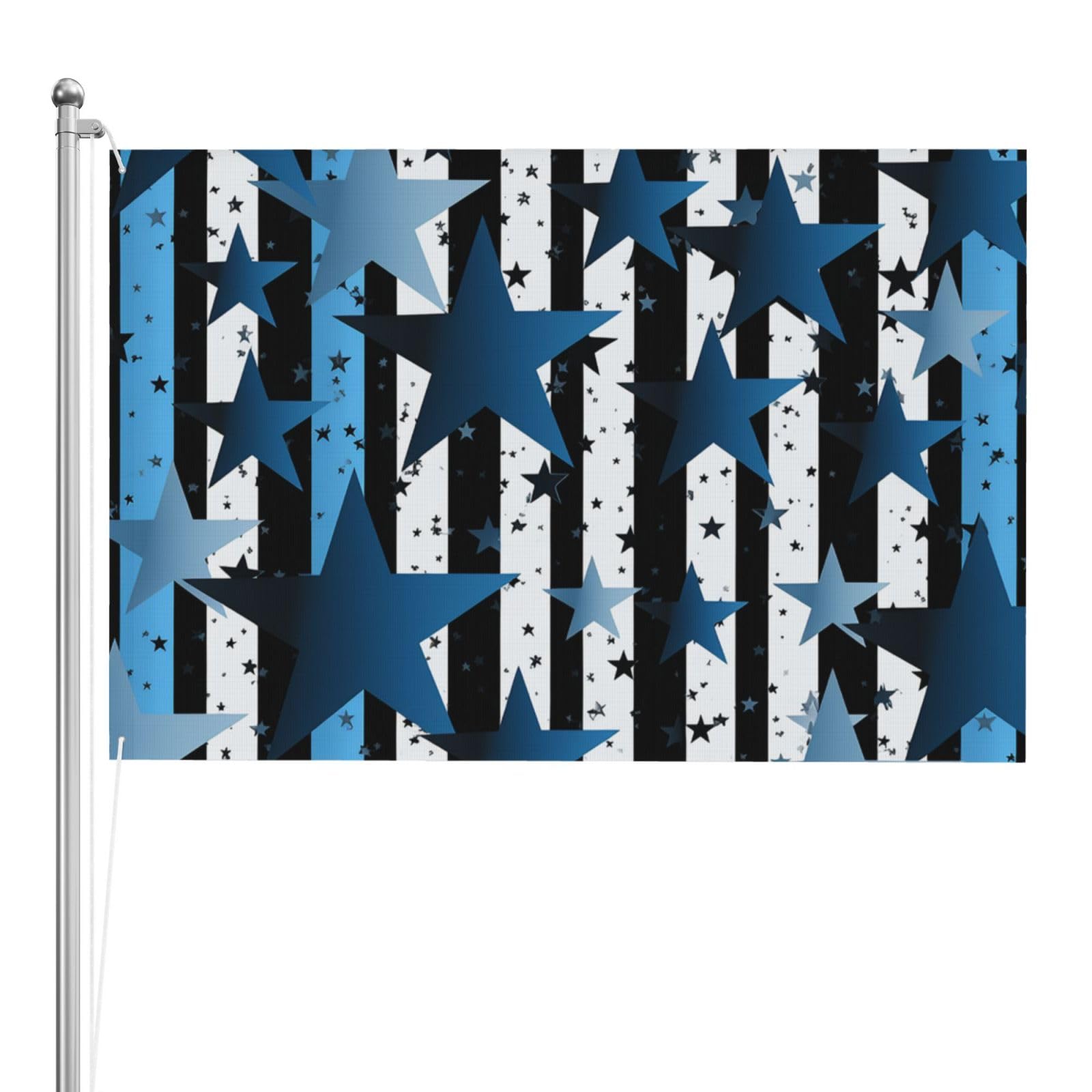 Drapeau à rayures bleues et blanches et étoiles bannière décoration murale intérieur - 8