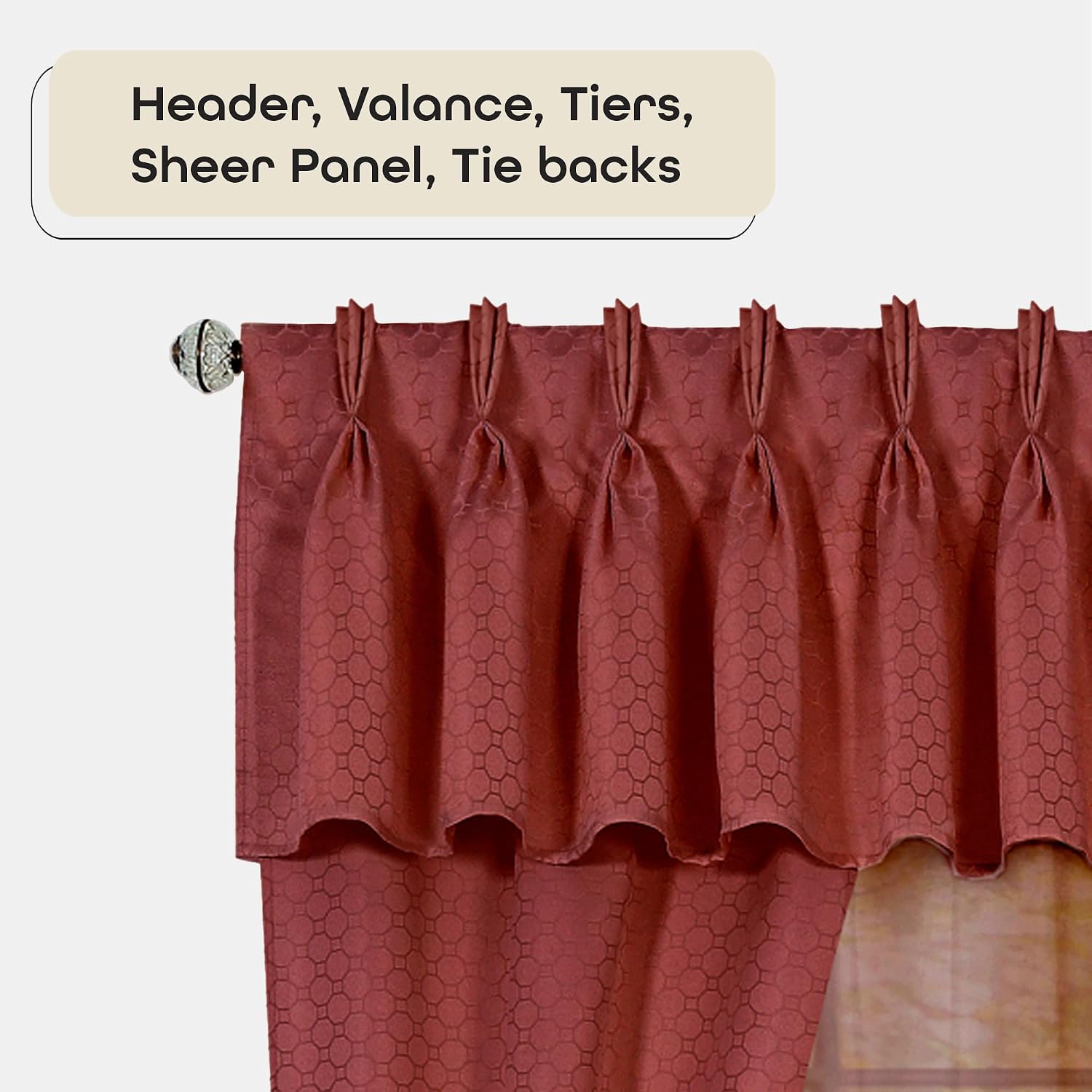 ACHIM Claire Light Filtering Window Shades, Window in a Bag – Attached 6-Piece Set - 55 Inch W, 84 Inch L (Marsala) - Polyester Curtain Drape for Kitchen, Living, Dining Room Home Décor