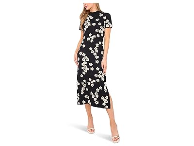 CeCe Midi Floral Jaquard Knit Dress Women