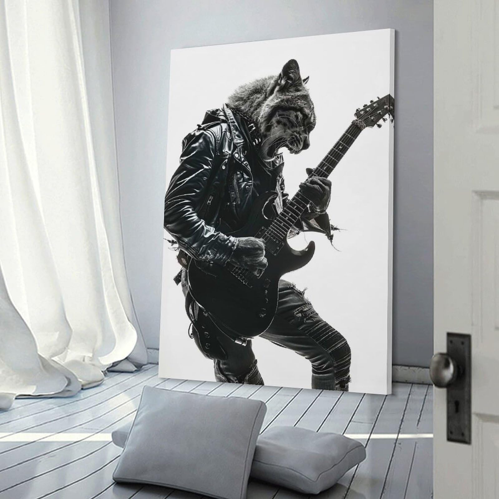 Junmoney Cougar Guitar Home Decor Wall Art, 20x30inch(50x75cm), for Home, Office, Studio Or Guest Room, An Adaptable Decor Piece for Home Use