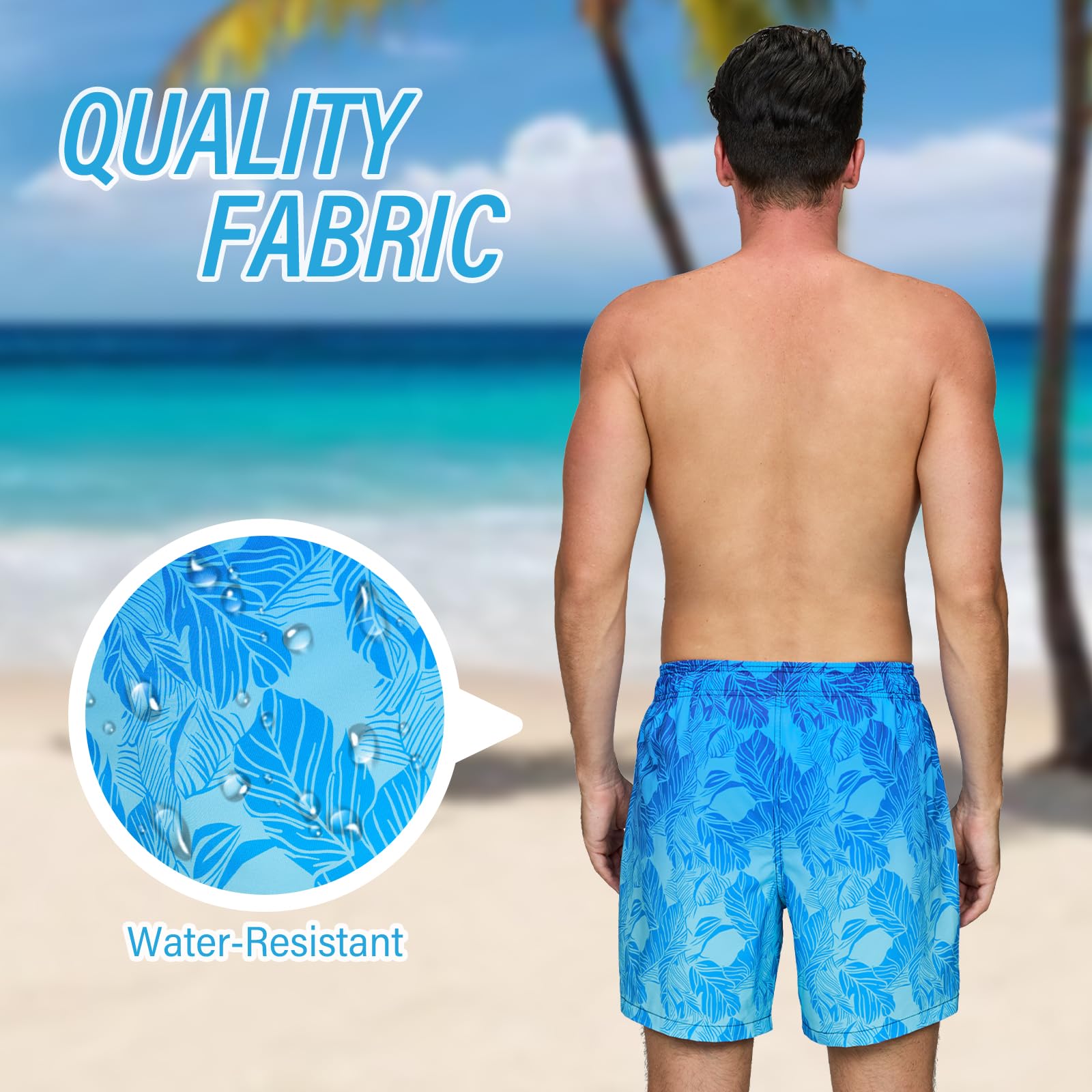 Vorvowry Costume Uomo Mare Calzoncini Asciugatura Rapida Costumi da Bagno Impermeabile Boxer con Tasca Estivi Pantaloncini Uomo Colore Sfumatore per Nuoto Corsa Fitness