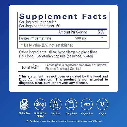 Miniatura 2 de Pure Encapsulations Pantethine  Suplemento hipoalergénico que apoya el metabolismo saludable de los lípidos y la función cardiovascular  120 cápsulas