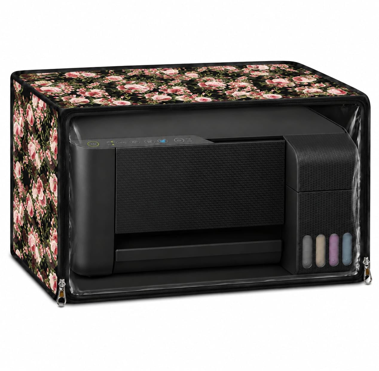 JMT Printer Cover Suitable for Epson Eco Tank L3350 All in One Ink Tank Printer (Black Rose Print)-picture-12