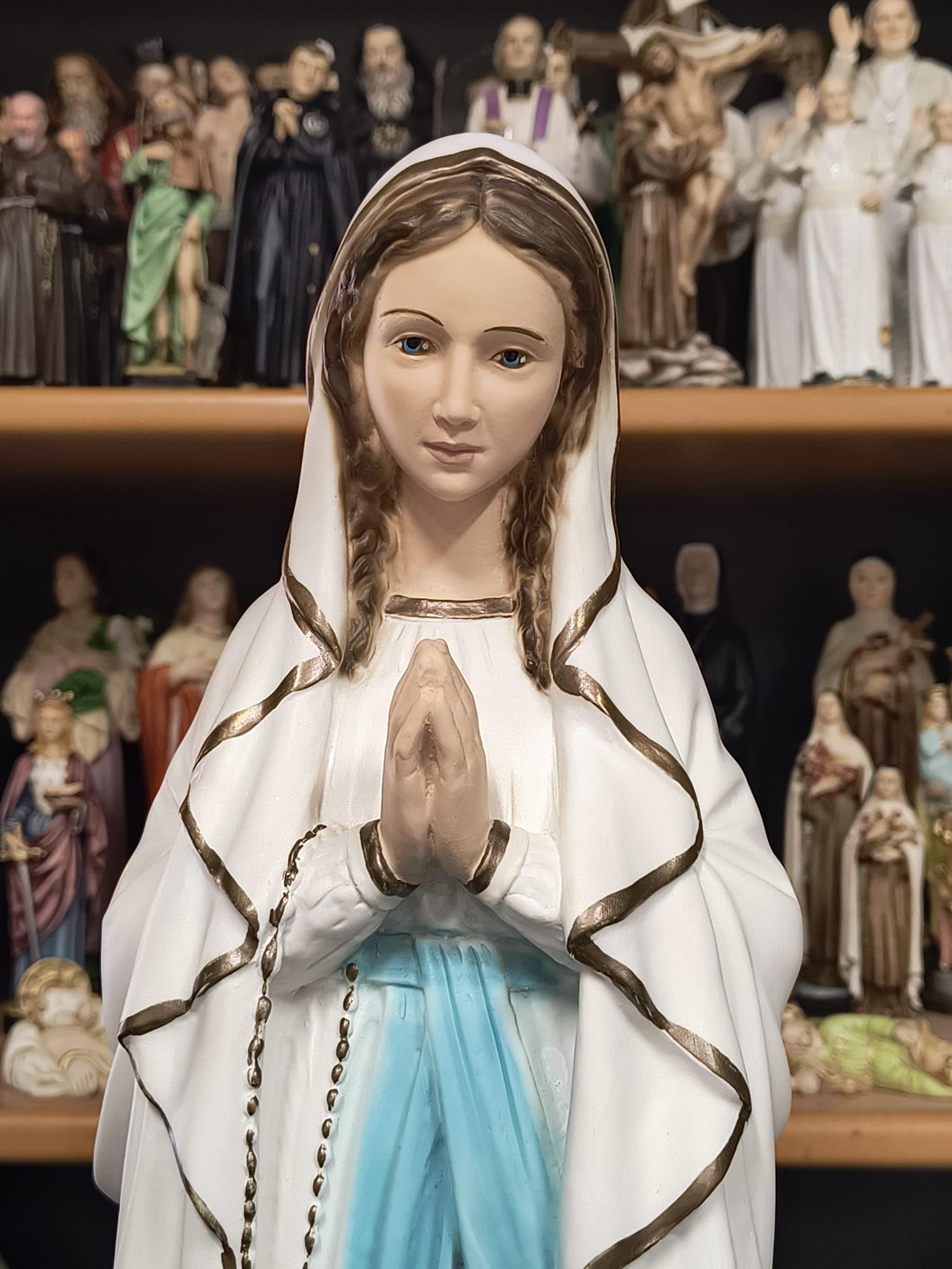 Generico Arte Sacra Caravaggio Statua della Madonna di Lourdes cm 60 (23,62 inches) in marmo resina decorata a mano di produzione artigianale italiana