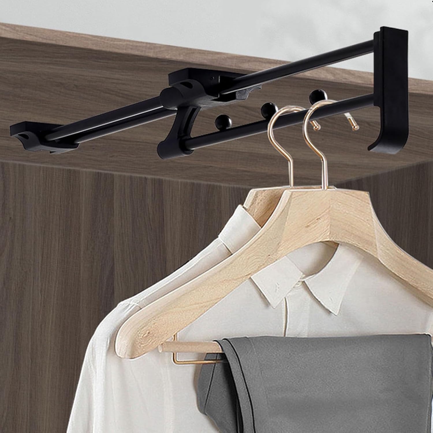 引き出し式ズボンラック、スライド式クローゼットバレットロッド、衣類を吊るすためのハンガーレール、金属製の頑丈なポール、クローゼットワ