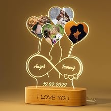 Fallover Heart Shape Night Light, Personalized Acrylic Plaque with Night Light, Personalized Gift for Mom Women Couples Room Decor Mother's Day Valentine's Day Christmas Birthday