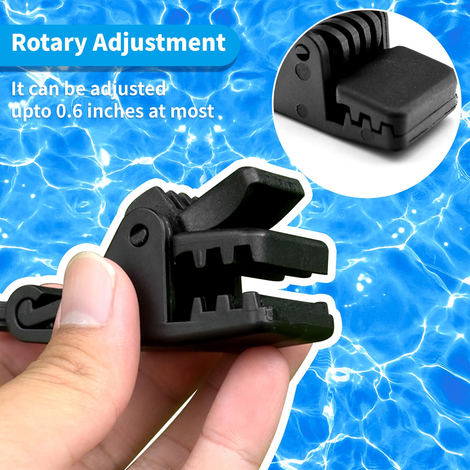 YumSur Enrollador de piscina – Bandas de sujeción – Juego de 8 bandas de fijación y grapas accesorios para sistema de enrollado móvil – Pantalla solar móvil para lonas de piscina, cubiertas