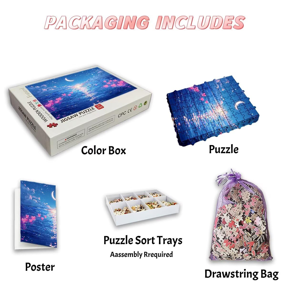 Puzzle 5000 Pezzi Luna, Puzzle Adulti Cuore, Puzzles in Legno con Squisita Scatola di Imballaggio, Classici Puzzles Educativi per Adulti eTutta La Famiglie, Come Regalo Uomo, Decorazioni Casa -3179