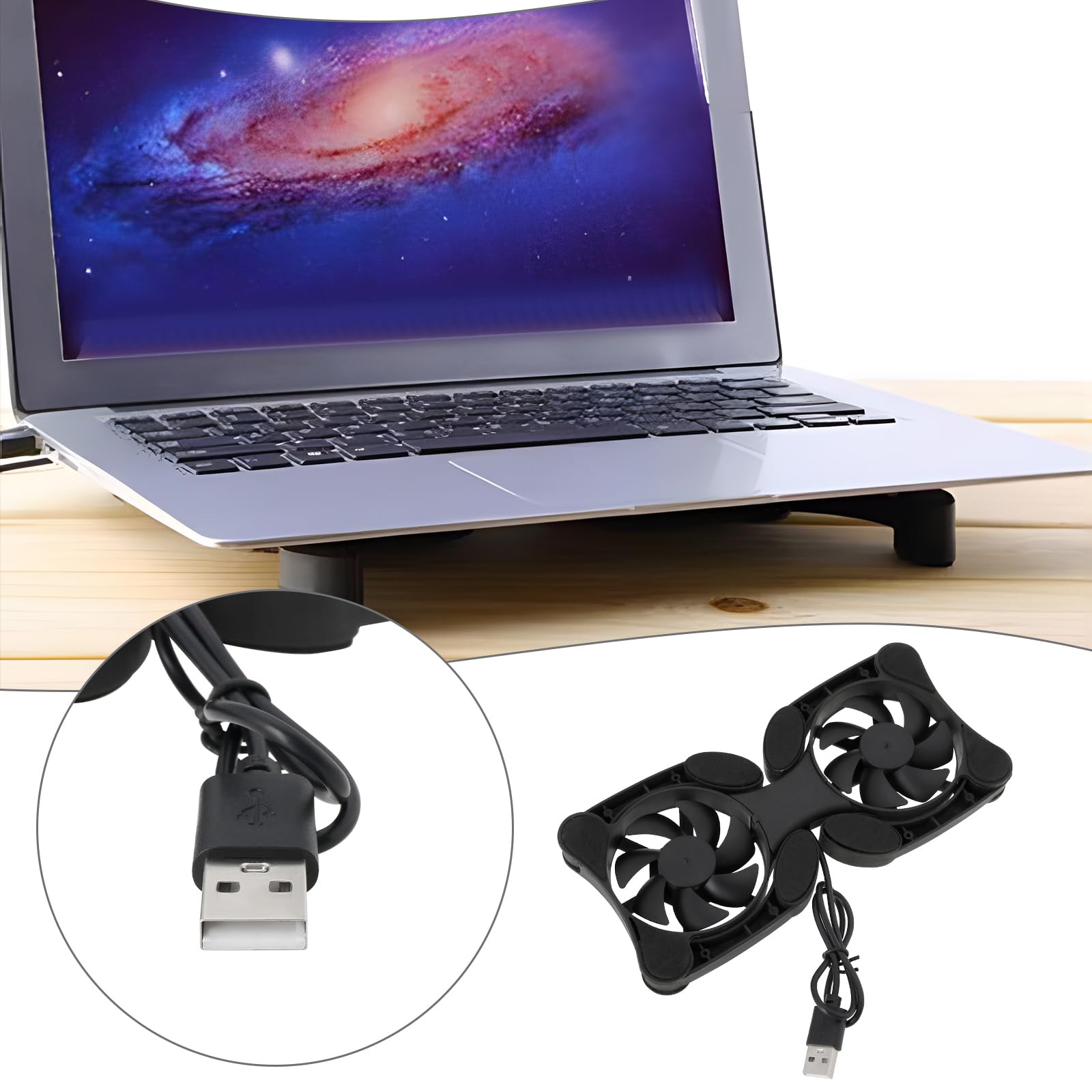 OTOTEC Lot de 2 Mini Ventilateurs Ordinateur Portable 7-15 Pouces Tapis Refroidissement USB Double 19x8,7 cm
