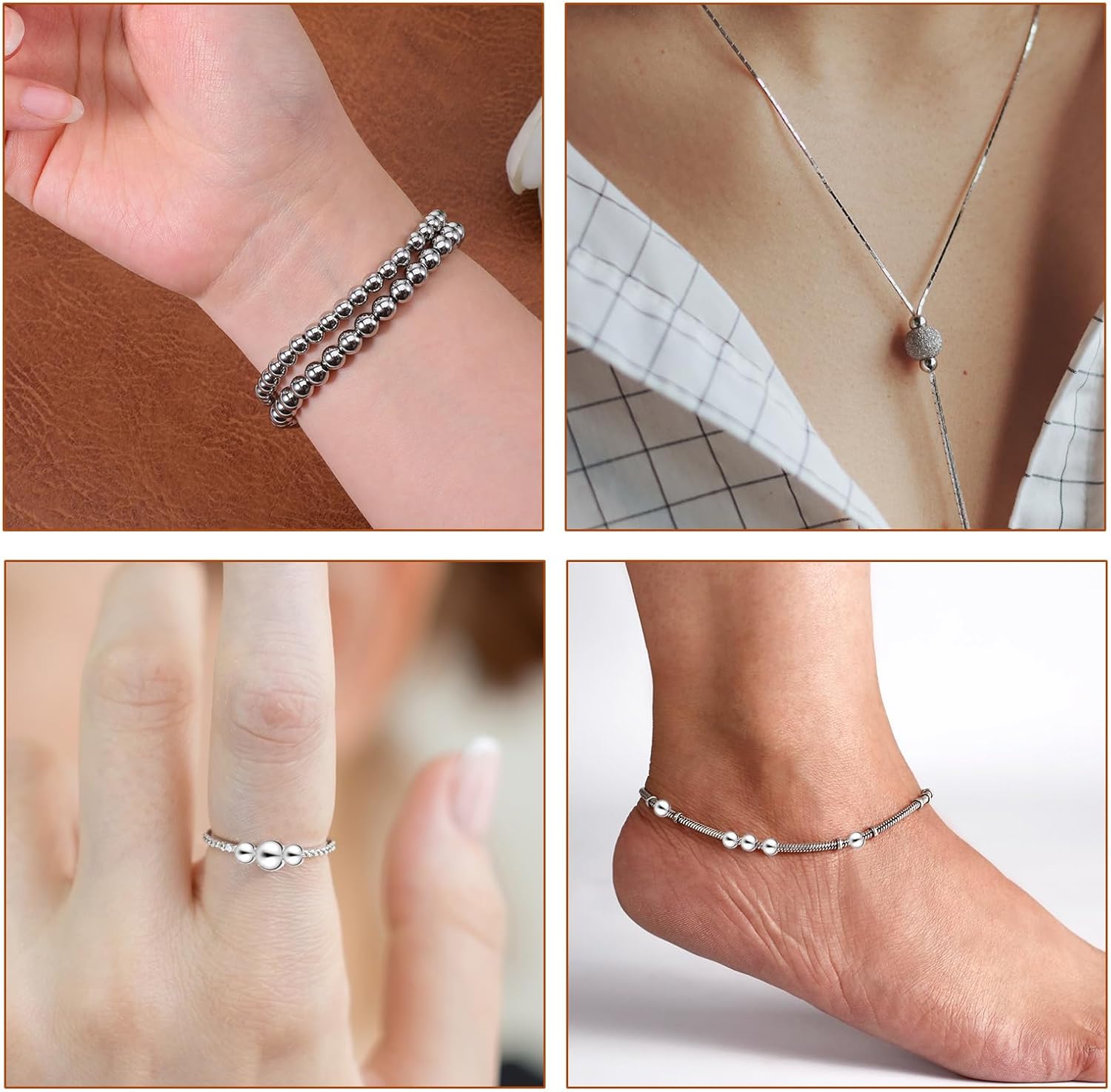 200 Pcs Stainless Steel Round Spacer Beads, 3mm 4mm 5mm 6mm Smooth Round Spacer Beads for Jewelry Making DIY Necklace Bracelets - Image 7