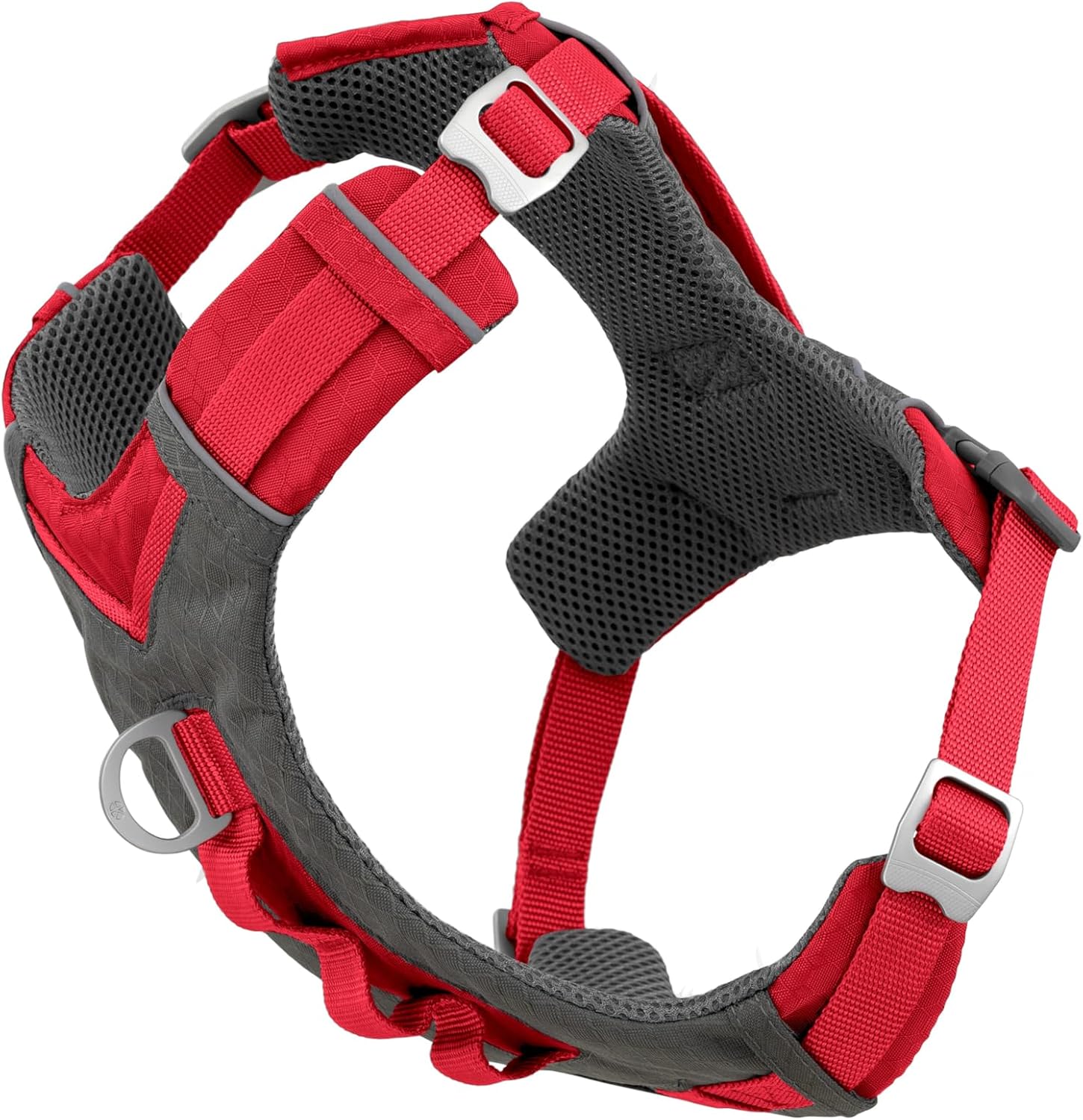 Kurgo Journey Air Dog Harness, Vest Harnesses for Dogs, Pet Hiking Harness for Running & Walking, Reflective, Padded, Includes Control Handle, No Pull Front Clip (Red, Large)