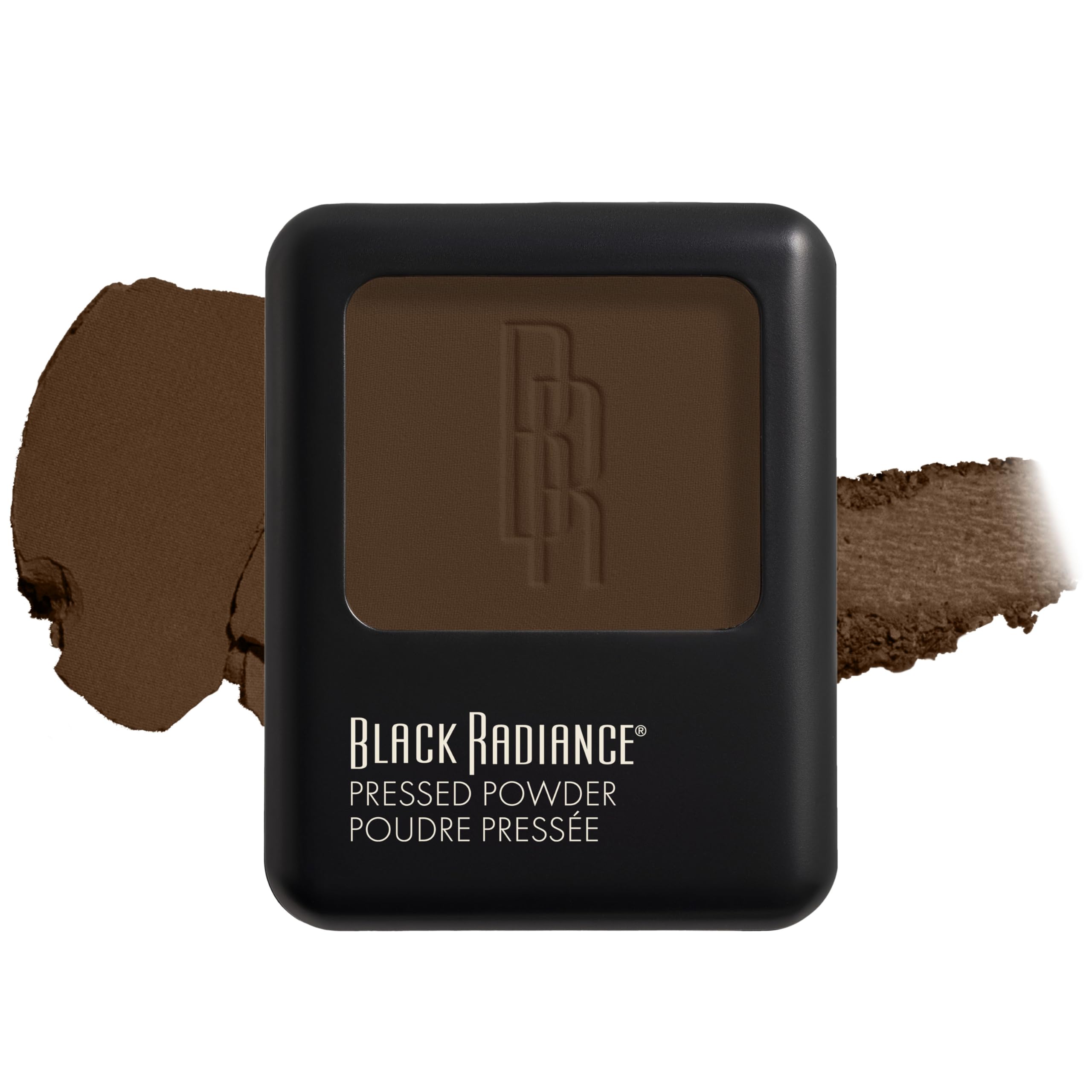 Black Radiance Pressed Powder, Pigment-Rich Matte Finish for Deep Skin Tones, Oil-Absorbing Compact with Mirror & Sponge - Black Coffee