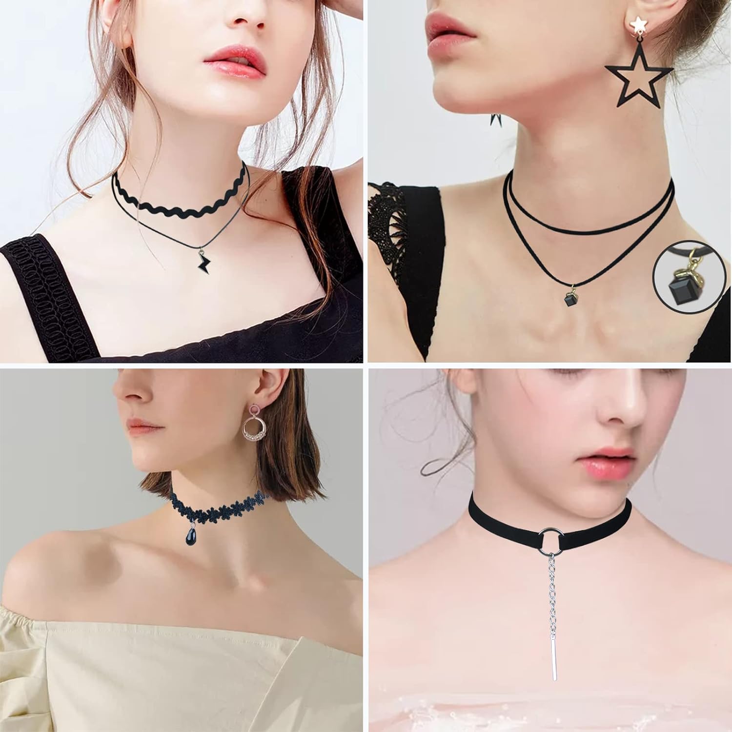 Black Choker Necklaces Lace Choker Set Choker Goth Cute