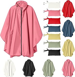 Poncho de lluvia unisex con capucha, impermeable, chaqueta de color sólido, con cordón, con cremallera, poncho para adultos, mujeres y hombres (con bolsa de almacenamiento)