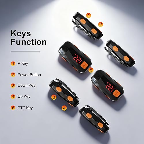 Miniatura 8 de Paquete de 2 mini walkie talkies, pequeños walkie talkies impermeables de dos vías con auriculares para exteriores, restaurantes, senderismo,