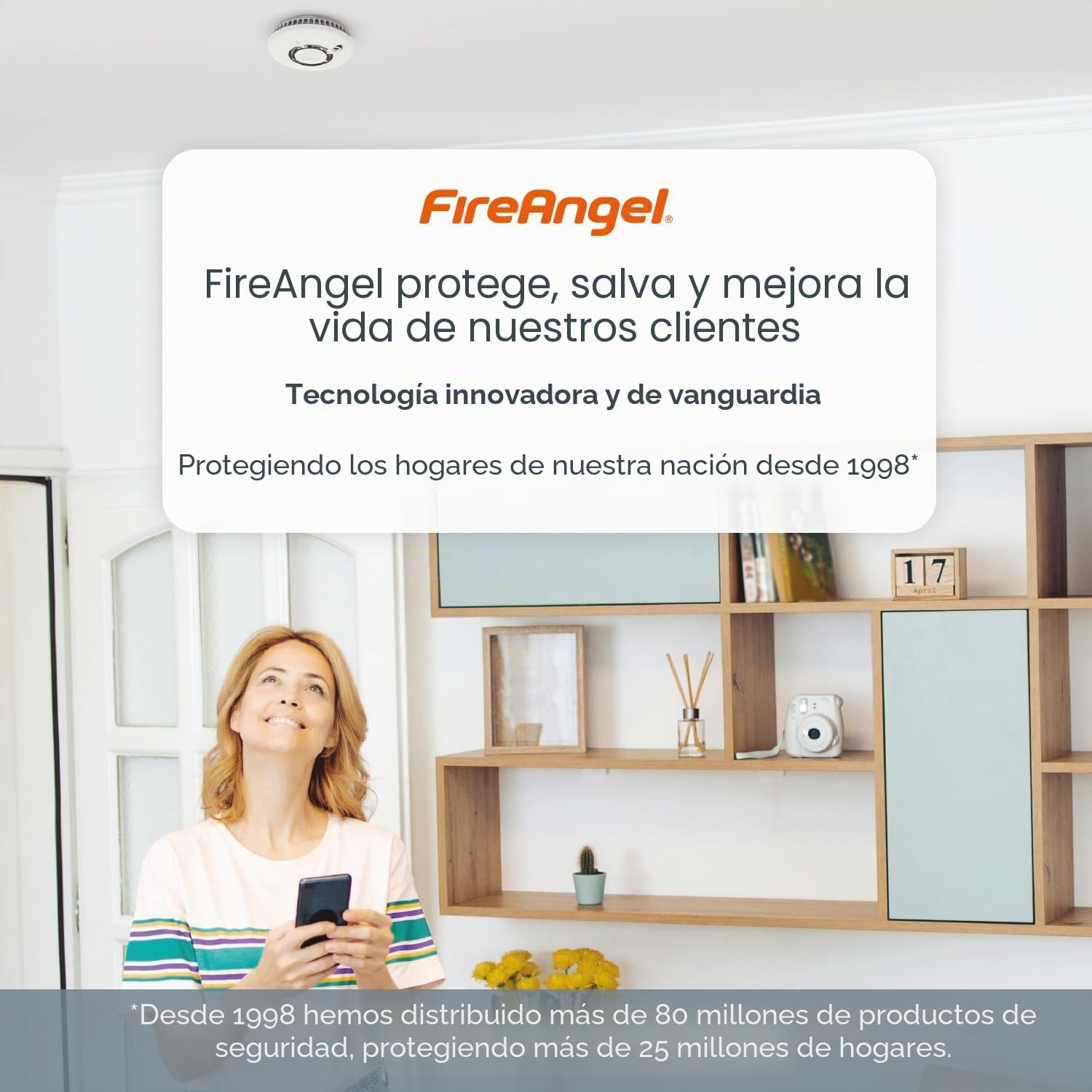 FireAngel Detector de Monóxido de Carbono con Sensor – Alarma de CO Portátil para Hogar y Vacaciones - Monitorea Monóxido Carbono - FA3313, Blanco