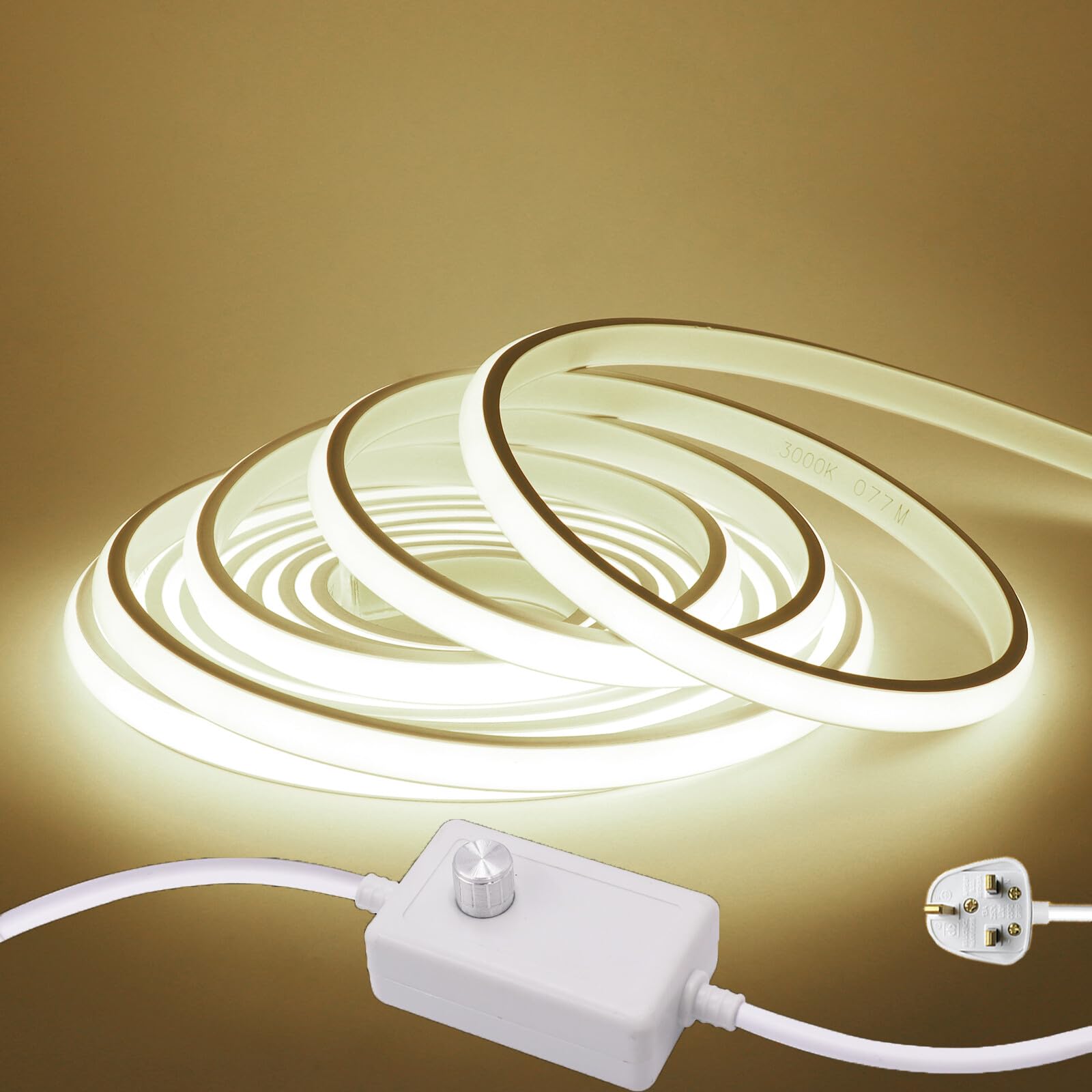 KAFULA 220V dimmable COB LED Light Strip, IP65 Waterproof Flexible, 288 LEDs/m Super Bright FCOB LED Fairy Light CRI90+, can be Cut Every 50 cm, Home Decoration [15m, Natural White 4000K] — image 1