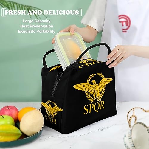 Miniatura 5 de Bolsa de almuerzo aislada con bandera del Imperio Romano del Senado SPQR para mujeres y hombres, lonchera reutilizable, bolsa de almuerzo a la moda