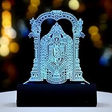 Artistic Gifts Acrylic Handcrafted Rechargeable Color Changing 3D Illusion LED God Idol for Car Dashboard | Decorative God Showpiece Night Lamp with USD Cable for Car and Home. (Multicolor, Design 7)