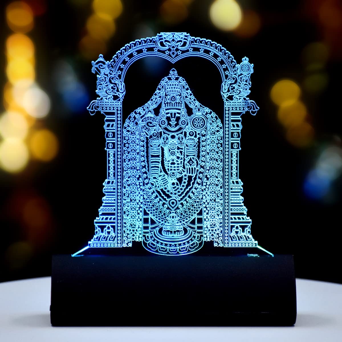 Artistic Gifts Acrylic Handcrafted Rechargeable Color Changing 3D Illusion LED God Idol for Car Dashboard | Decorative God Showpiece Night Lamp with USD Cable for Car and Home. (Multicolor, Design 7)-image-17