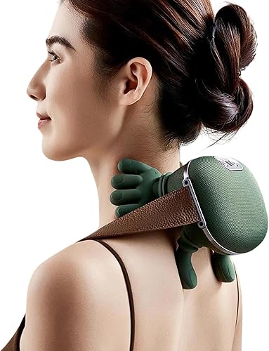 Masajeador de cuello Shiatsu calentado similar al humano con dedos, masajeador portátil inalámbrico de cuello y hombros, masajeadores eléctricos