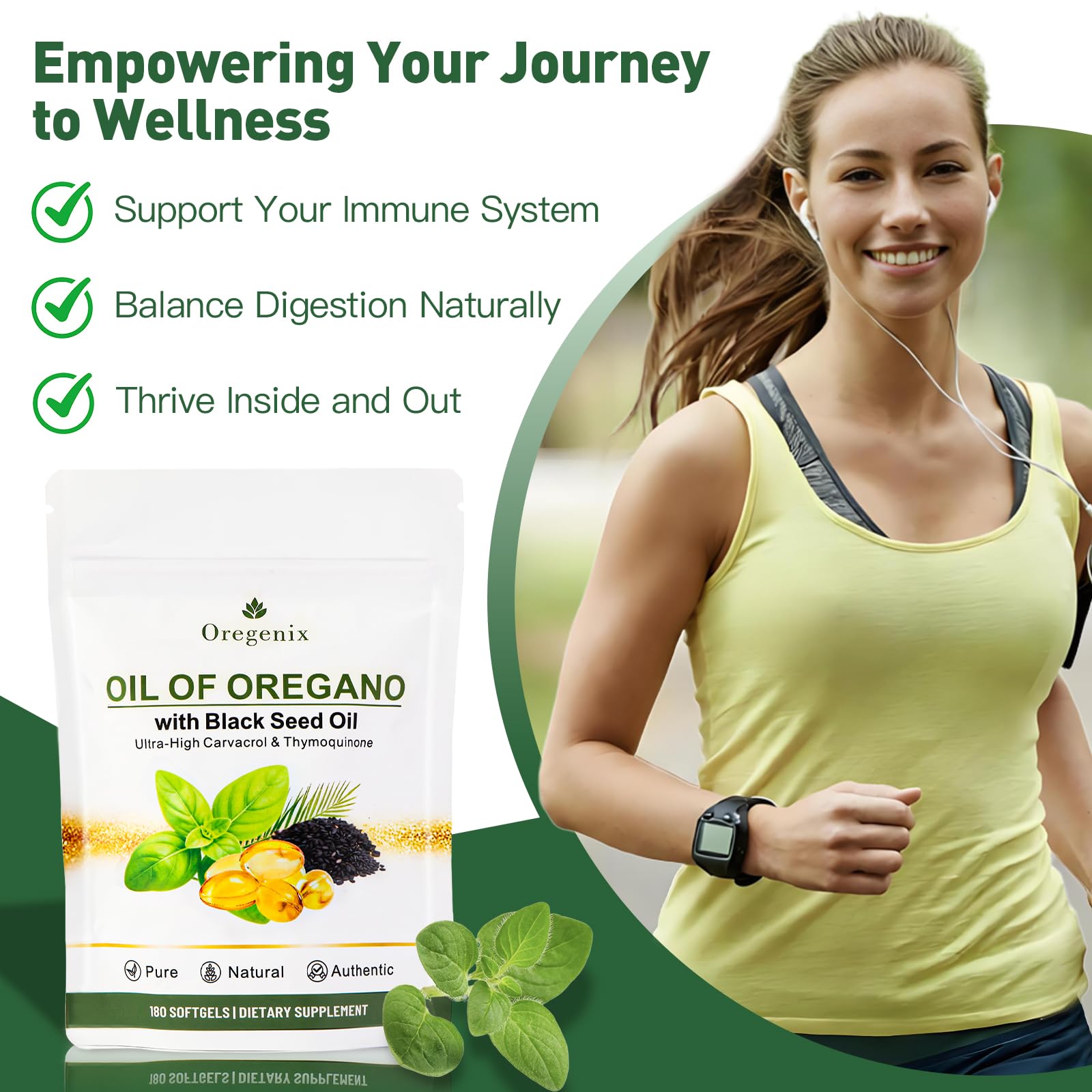 Oil of Oregano with Black Seed Oil Softgels, 2-in-1 Oregano Oil Supplement with 165mg Carvacrol & Thymoquinone, Daily Digestive & Immune Support, 180 Softgels — Amazon image 4