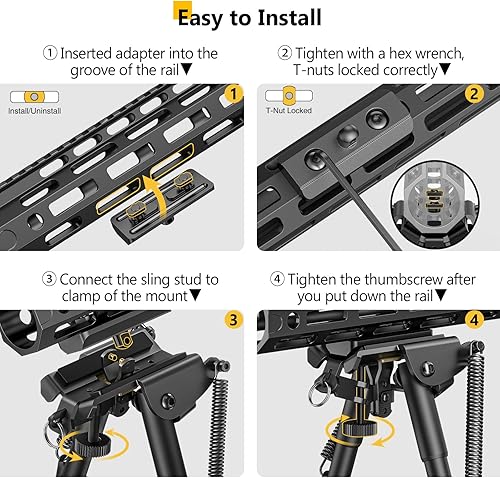 Miniatura 4 de CVLIFE Bípode de 6-9 pulgadas con adaptador para carril M