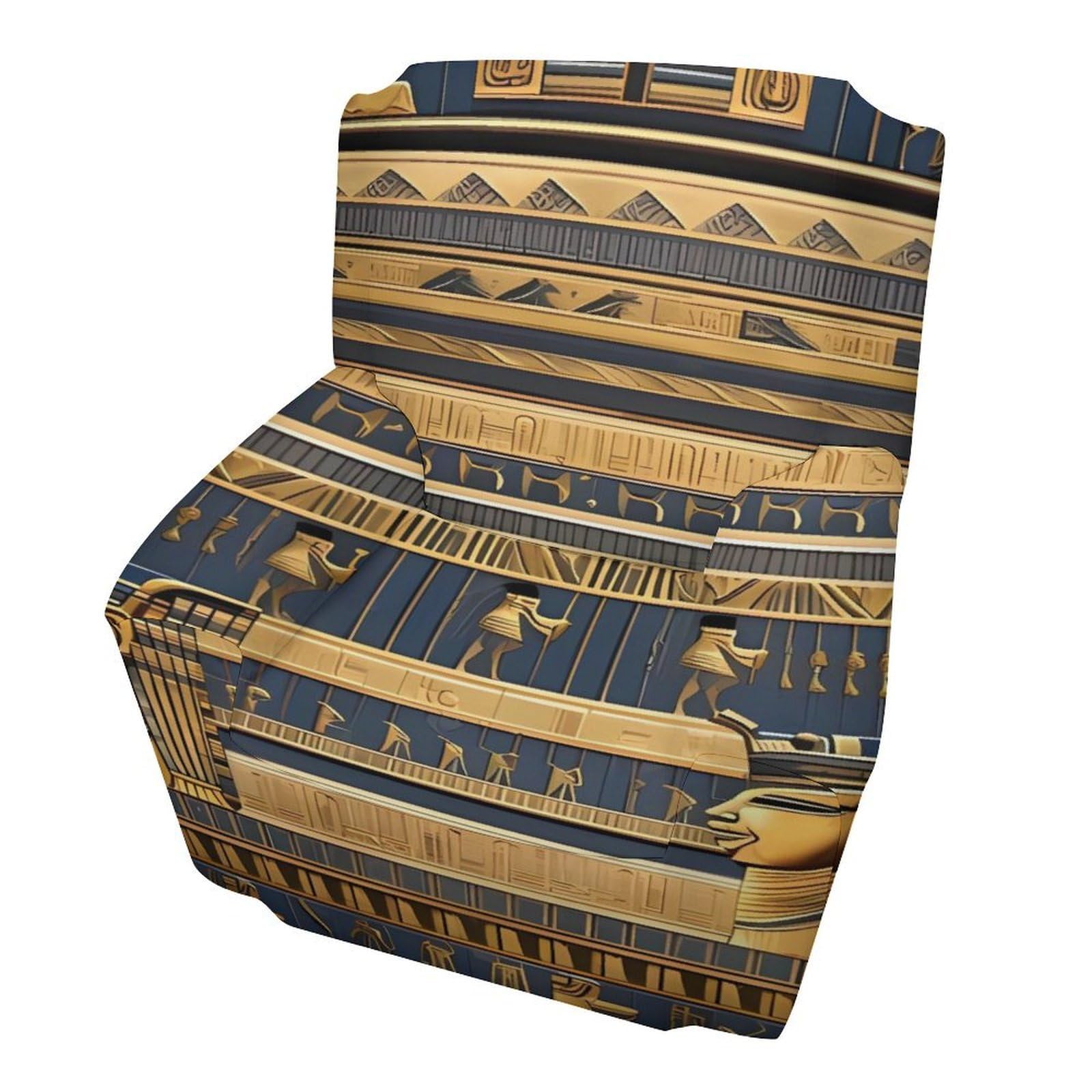 Fodpand Style Egyptian Pharaonic Frescoes Sofa Cover Soft 1 Seater Sofa Slipcover For Pets Washable,Couch Cover With Elastic Straps Furniture Protector