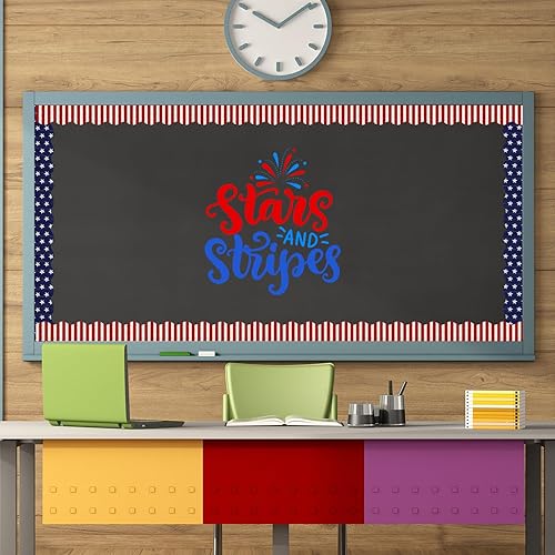 Miniatura 6 de Whaline 60 calcomanías patrióticas de rayas de estrellas patrióticas para el Día de la Independencia, Día de los Caídos, escuela, aula, oficina,
