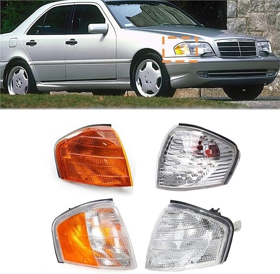 Car Headlight For Benz C Class W202 1994 1995 1996 1997 1998 1999 2000 Turn Signal Lamps Indicator Mirror Corner Lights Headlight 2028261143 2028261243(Only 1 Left,Yellow)